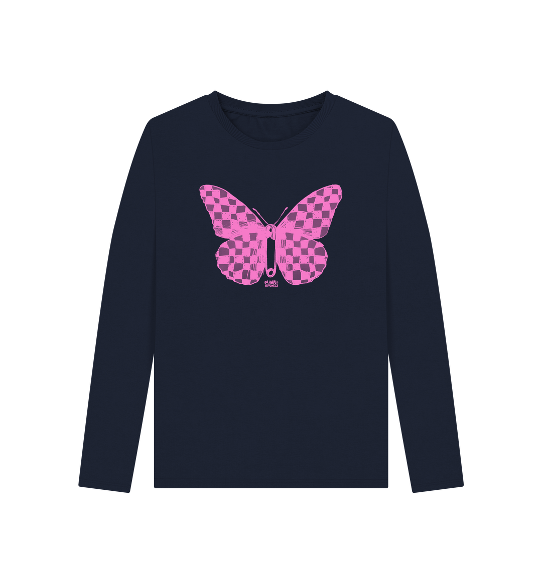 Navy Blue Printed Long Sleeve T Shirt